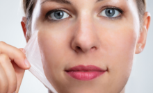 woman removing her facial peel
