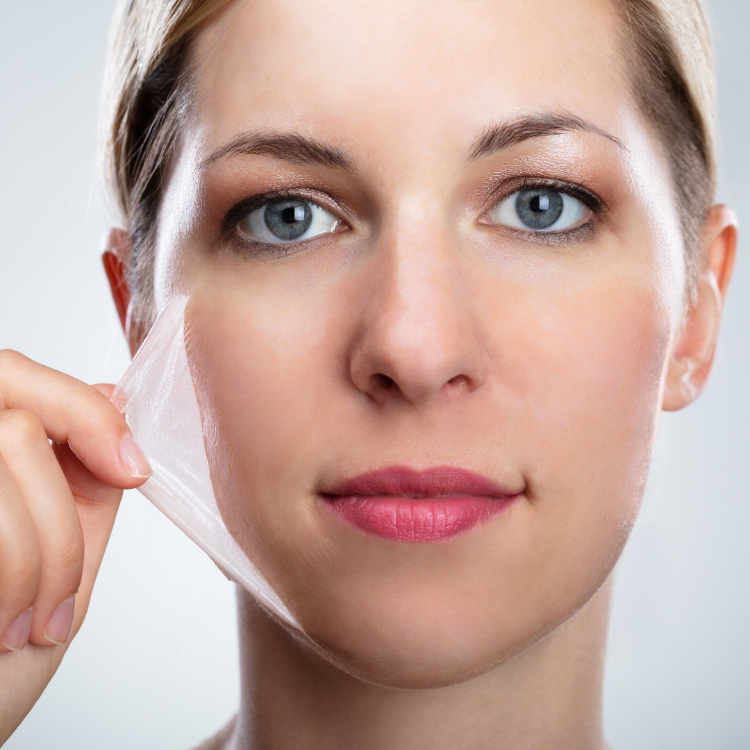 woman removing her facial peel